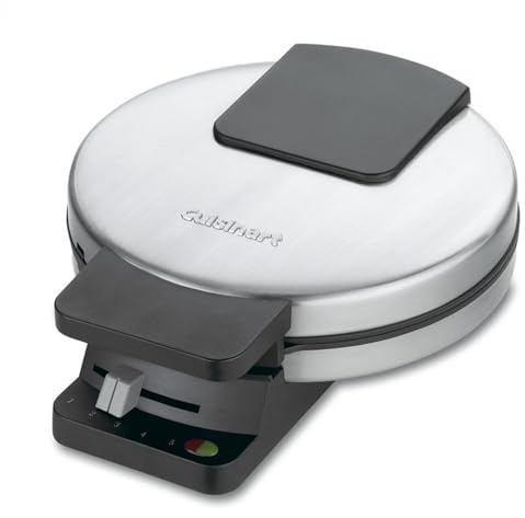 Cuisinart Waffle Maker, 1250W Round Classic Waffle Iron, 5-Setting Adjustable Browning Control, WMR-CANAS, Brushed Stainless