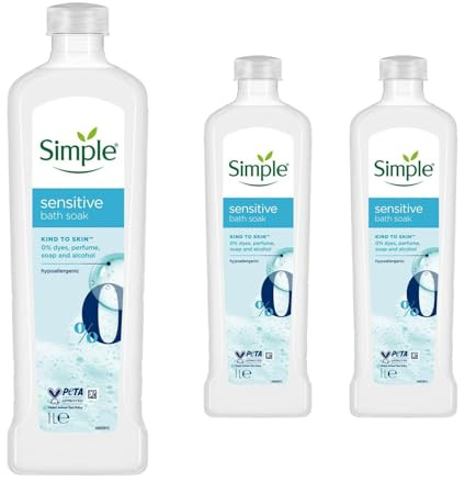 Simple Kind to Skin Sensitive Bath Soak, Pack of 80, Bubblebath for Women, Ultra-Gentle Hypoallergenic Product Designed for The Most Sensitive Skin, 1L