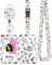 Uniclife Modische Sliding Ausweishülle Cartoon-Muster Kunststoff-Etui mit einziehbarer Badge-Reel Karabinerhaken abnehmbarem Lanyard Vertikaler Kartenhalter für Angestellte Krankenschwestern Studenten