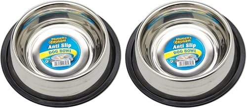 2x Munch & Crunch Stainless Steel Dog Bowls, 700ml Capacity for Small and Medium Dogs – Bundled by Smart Cutie