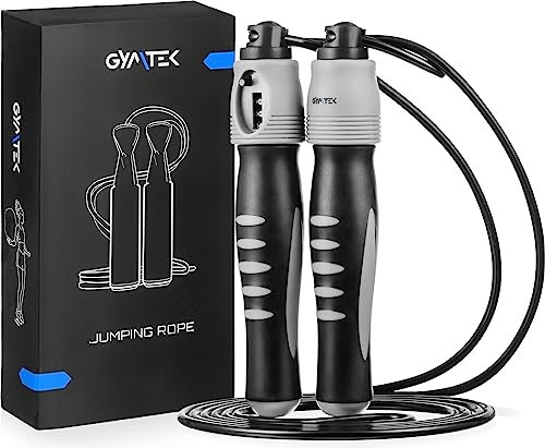 Gymtek Springseil mit Zähler - PVC Springseil Lang mit Verstellung, Speed Rope, Springseil Erwachsene Fitness, Jump Rope mit Rutschfeste Griffen, Trainingsgerät für Fitness, Boxing und Crossfit