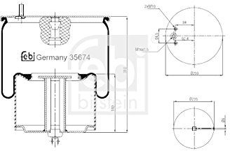 febi bilstein 35674 Luftfederbalg mit Stahlkolben, 1 Stück