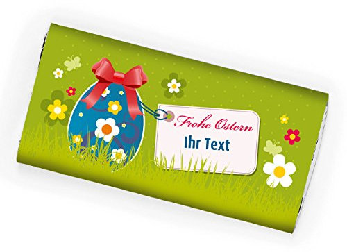 Herz & Heim® 100 g Vollmilchschokolade als Geschenk - Frohe Ostern - mit persönlichen Aufdruck