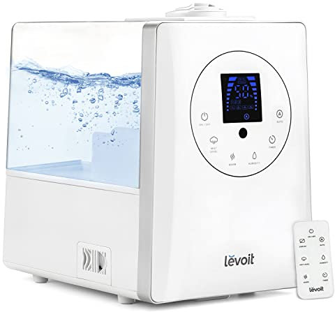 LEVOIT LV600HH Ultraschall Luftbefeuchter 6L, Warm/Kalt Dampf 70 m² Humidifier mit 1-12H Timer, Feuchtesensor und Fernbedienung, Dual 360° drehbare Düsen, Aroma Diffusor für Baby Schlafzimmer