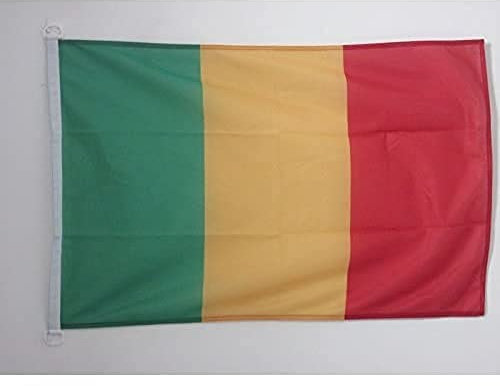 AZ FLAG - Drapeau Mali - 45x30 cm - Pavillon Nautique Malien Spécial Bateau Et Extérieur En Maille Bloquée Avec Anneaux Plastiques Intégrés - 30g