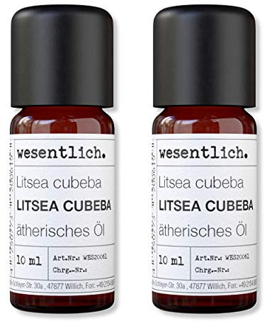 wesentlich. Litsea Cubeba Öl - ätherisches Öl - 100% naturrein (Glasflasche) - u.a. für Duftlampe und Diffuser (2x10ml)