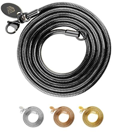 Max Palmer Schlangenkette Edelstahl schwarz - [30.] Dicke: 2,5mm - Länge: 45cm