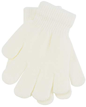 Garneck 1 Paar Winter Strickhandschuhe Outdoor Sport Warme Handschuhe Kinder Vollfinger Vollfarbhandschuhe 4-12 Jahre Alt (Weiß)