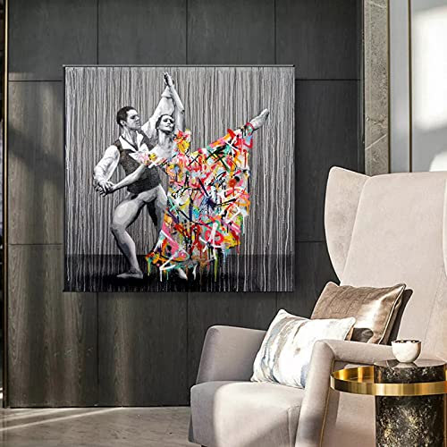 N/A Pintura de la Lona Graffiti Abstracto Duo Ballet Poster Impresión de imágenes de Pared para Sala de Estar Decoración del hogar Retrato Graffiti Art Letter Impresiones en lienzo-40x40cm