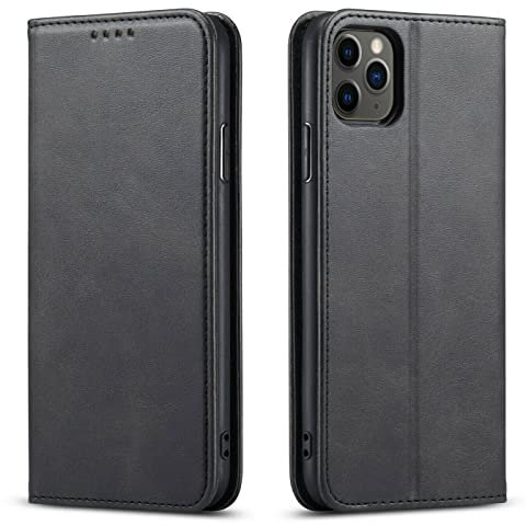 Mixroom - Custodia Cover Case a Libro Nero per iPhone 11 PRO Max con Stand in Ecopelle Chiusura Magnetica Formato Portafoglio Parte Interna in TPU Morbida