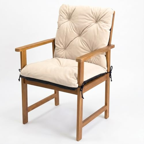 4L Textil Cuscino Sedia Giardino Cuscino per Poltrona Cuscini Per Sedie da Esterno (50x50x50 cm, Beige)