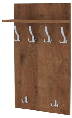 AKKE Garderobenpaneel Wandgarderobe Mit Ablage Wandpaneel Garderobe PVC Maxi Zimt-eiche 100cm x 60 cm