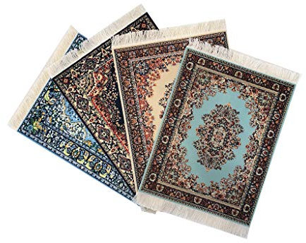 Samsrainbow 4er Set Teppich Mauspad - Büro Zubehör - Orientalischer Mini Teppich Computer Zubehör