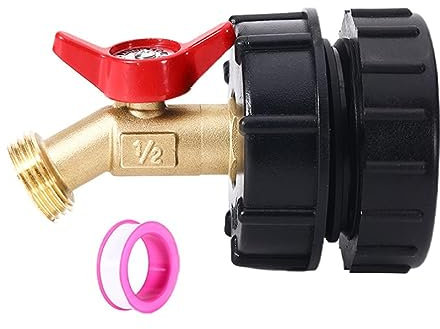 IBC - Adaptador para recipiente IBC (264 galones, manguera de latón, válvulas de grifo, manguera de jardín, accesorios de conexión, conectores IBC, válvulas de contenedor)