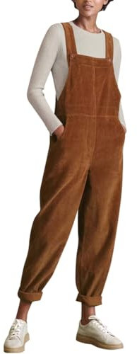 Odizli Latzhose Damen Herbst Winter Warm Cord Overall mit Taschen Lang Cordhose Jumpsuit Playsuit Arbeitslatzhose Große Größen Loose Fit Hoseanzug Romper Braun L