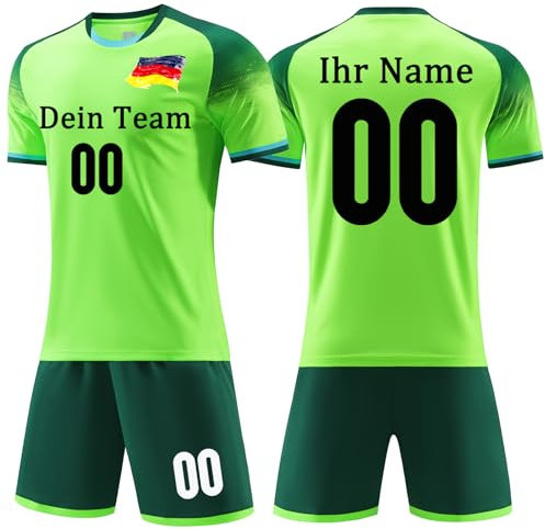 OPUTWDF Trikots Benutzerdefiniert Jeder Name Nummer Team Logo - T-Shirt&Shorts Fussball Set Kinder Männer Jungen Personalisierte Fußballtrikots