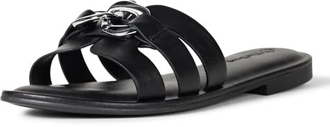 The Drop Monika Flat H-Band Slide Flache Sandale, Schwarze Kette, 40 EU