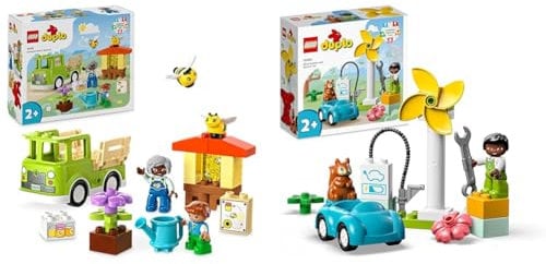 LEGO 10419 DUPLO Town Imkerei und Bienenstöcke, Lernspielzeug für Kleinkinder & DUPLO Town Windrad und Elektroauto, Spielzeugauto-Lernspielzeug