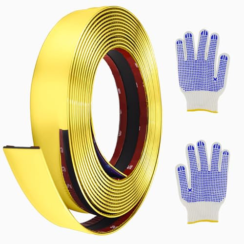 Modanatura Adesiva Parete 5m Striscia Adesiva Cromata Finitura a Specchio Metallizzata Acciaio Inossidabile Oro Decorative per Pareti Porte Mobili Auto (30mm)