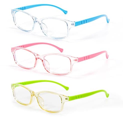 Vinuwu Kids Glasses, 3PCS Blue Light Blocking Glasses Clear Lens Glasses Kids, Comfortable & Anti-Blue Ray Eyeglassess, Children's Computer Glasses for Preventing Eye Fatigue and Protecting Eyes