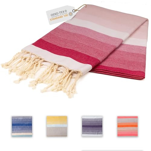 Sandrella Hamamtuch Sauna Damen & Herren groß 100x200 Baumwolle Strandtuch Decke Pestemal | rosa