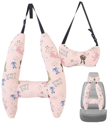Yulokdwi Kopfstütze Auto Kinder, H-Form Auto-Schlafkissen Für Kinder,Kinder-Reisekissen, Reise-Nackenstütze, Auto Kindersitz Schlafkissen Für Kinder, Kissen Für Lange Reisen,70 X 55 cm