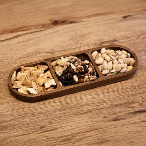 DECCARO Assiette de service ovale en bois d'acacia de qualité supérieure - 33 cm