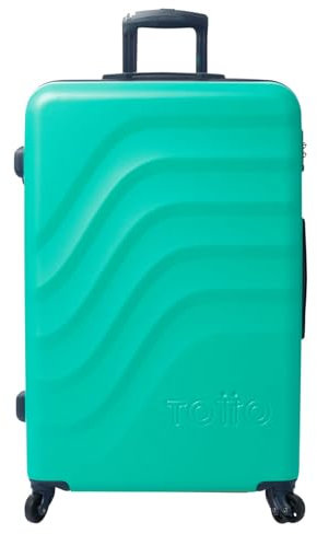 TOTTO - Maleta Rígida Grande, Modelo Bazy, 51.8 x 78.8 x 30 cm, Capacidad 98 L, Resistencia a Impactos, Ruedas 360º, Manija Telescópica, Correas de Compresión Internas, Candado TSA, Color Turquesa