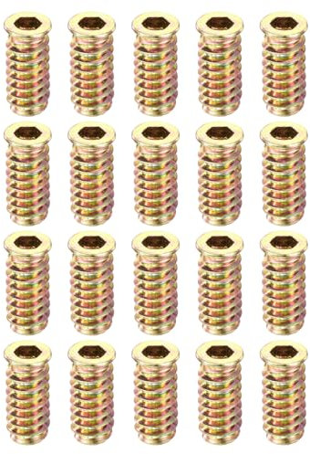 sourcing map 30Pcs Threaded Inserts, M6-1x25 Zinc Alloy Hex Socket Drive Screw-in Nut Threaded Inserts Furniture Bolt Fastener Connector for Wood Working Tool and Accessories