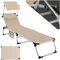 TecTake® Tumbona Jardín Exterior de Aluminio, Tumbona Plegable con Reposacabezas, Parasol y Bolsillo Lateral, Tumbona Playa Reclinable en 6 Posiciones, Tumbona Piscina Resistente a Intemperie - Beige