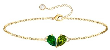 Turandoss 2 Geburtsstein Armband Damen Mädchen Gold Geschenk Freundin