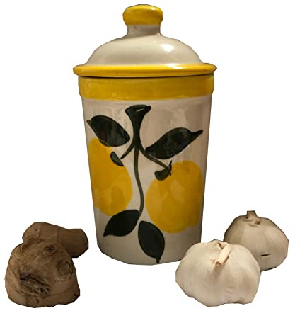 Zitrone Design Knoblauch Torhüter Topf (No 1 Lemon design garlic keeper pot)