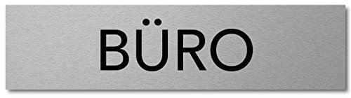 Interluxe Türschild BÜRO 200x50mm Schild aus Aluminium modern, für Unternehmen, Firmen, Haus und Wohnung Hinweisschild für Gäste und Besucher