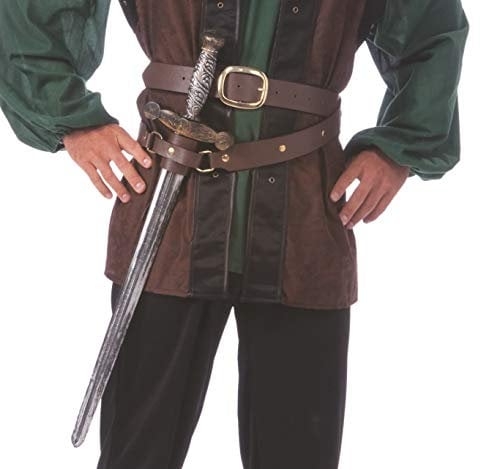 shoperama Doppelter Gürtel mit Schwert-Halter in Braun Mittelalter Ritter Krieger Robin Hood Kostüm-Zubehör
