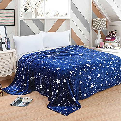 INLLADDY Kuscheldecke FlanellDrucken Wohndecke Decke Flauschig Weich und Angenehm Warm Überwurf Sofadecke Dunkelblau 120X200CM