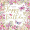 Geburtstagsservietten HAPPY BIRTHDAY FLOWER POWER Servietten mit Blumen & Schmetterling weiß pink gold Tisch-Dekoration Geburtstags-Deko (40, Happy Birthday Blumenwiese)