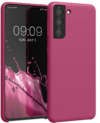 kwmobile Hülle kompatibel mit Samsung Galaxy S21 Hülle - Silikon Handy Case - Handyhülle weiche Oberfläche - kabelloses Laden - Himbeer Pink