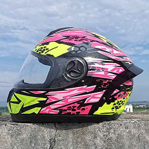 Integralhelme Flip-Up Motorradhelm Herren & Damen Modular-Helm Jet Helm Rollerhelm Erwachsener Sturzhelm Mopedhelm Full-Face Motorcycle Helmet ECE-Zertifizierung Klapphelm,Pink 5,L
