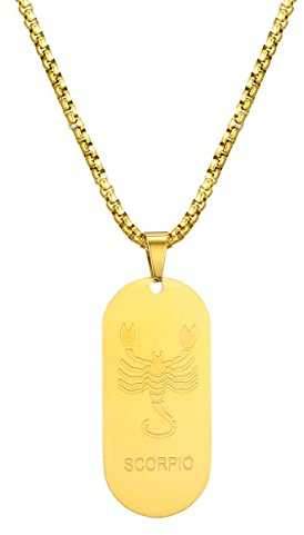 AFSTALR Gold/Silber/Schwarz Kette 12 Sternbilder Halskette Herren Tierkreis Kette Dog Tag Anhänger Konstellation Kette
