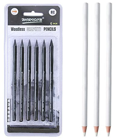 MiSevteen Skizzierstifte Set 6 Professional Skizzieren Bleistift mit 3 Highlight Buntstift Holzkohle Bleistifte Skizzier Set für Künstler Anfänger Schüler
