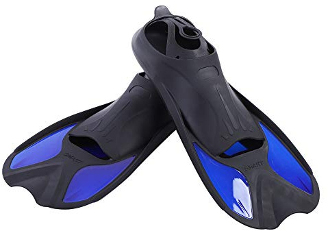 Swim Training Fins, Silicone Fins for Swimming Adult Flippers Unisex Swim Training Fins Travel Size for Adults Men Women Kids Adjustable Snorkel Fin Diving