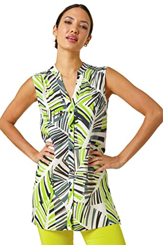 Roman Sleeveless Shirt for Women UK Ladies Blouse Top Button Through Summer Smart Casual Work Cocktail Party Office Holiday Special Occassion Evening Going Out