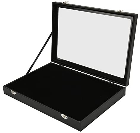HUAOSN Pin Vitrine, Transparente, Staubdichte Schattenbox mit Großem Fassungsvermögen, mit Staubdichtem Glas für Die Pin Badge Sammlung, Elegantes Design(14.9in-Schwarz)