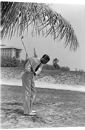 Golfeur sous les palmiers en Floride, 1930 Tableau en verre acrylique 70 x 90 cm Noir et blanc Tableaux Décoration murale