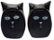 Salero y pimentero con forma de gato blanco y negro, 7,5 cm
