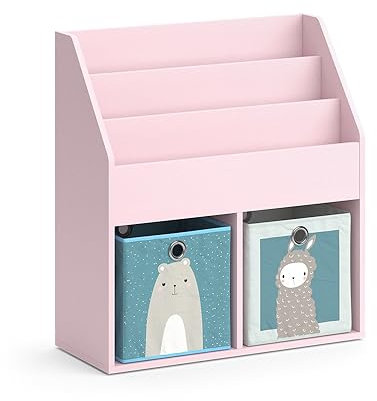 Vicco Kinderregal Luigi, Spielzeugregal für Faltboxen, Rosa, 72 x 79 cm mit 2 Faltboxen (Bär, Schaf)