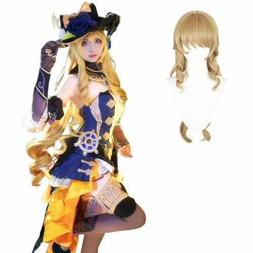 Fiamll Navia Cosplay Kenshin Navia Kostüm Outfit Uniform Kleid Navia Hut Full Set Halloween M