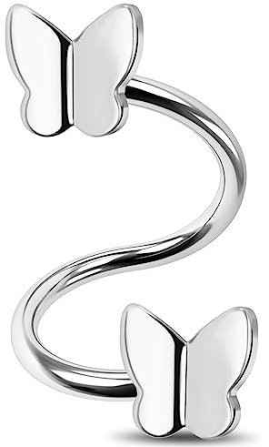 Jewseen Twisted Spiral Ohrringe Schmetterling Knorpel Ohrringe Edelstahl Spirale Hantel Daith Piercing Schmuck Twisted Lip Labret, Edelstahl