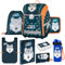 OXY BAG Premium Schulranzen 8tlg. mit Wolf Motive | Ergonomische Schulrucksack Set, Sportbeutel, Federmappe, Kunstponcho, Trinkflasche, Snackbox & mehr | Ideal für 1. und 2. Klass, Schulstart
