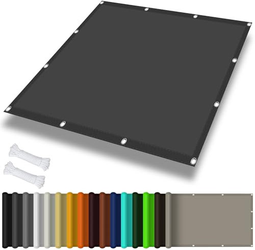 Sonnensegel Balkon 2.5 x 4.8 m, Wasserdicht 98% UV Schutz Sonnensegel mit öSen Nach Maß inkl Befestigungsseile für Garten Terrasse, Dunkelgrau